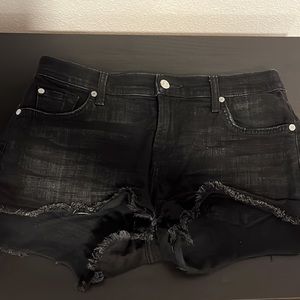 7 for all Mankind Black Denim Jean Shorts